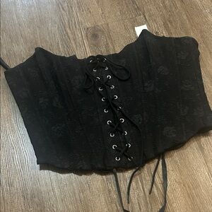 SHEIN Black Lace-Up Corset Top